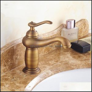 Bathroom Sink Faucets Faucets Showers Accs Home Garden European Solid Brass Antique Basin Faucet And Cold Water Wash Single Handle251E