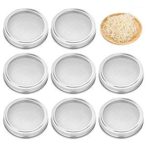 8 embalagem de aço inoxidável sprouting jar lid kit para frascos de pedreiro de boca larga, filtro sn canning frascos e sementes