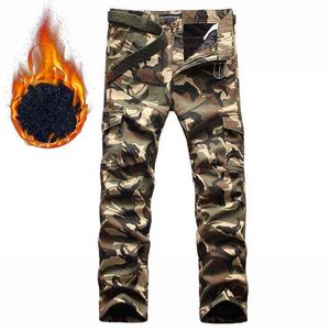 New Men's Camouflage Winter Fleece Warm Tactical Cargo Pants Loose Army Long Trousers Male Casual Thicken Fleece Pants Joggers H1223