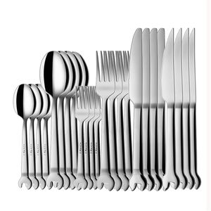 24Pcs 304 stainless steel cutlery set tableware Steak knife fork tea spoon Dinnerware Wrench Shape Utensils Kitchen Accessories 211229