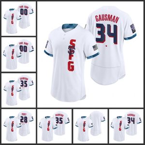 Män kvinnor ungdom #35 Brandon Crawford 28 Buster Posey 34 Kevin Gausman Custom White All-Star Game Jerseys