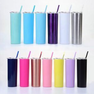 Stainless Steel Tumbler 20OZ Straight Skinny Tumblers With Lids Straws Insulated Vacuum Cups Beer Coffee Mugs Watter Bottle Vaso