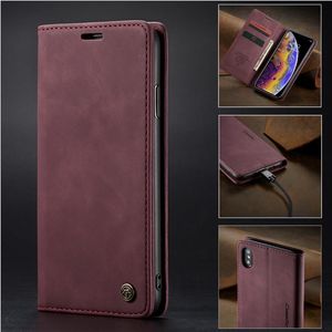 Caseme Magnetic Case لـ Samsung S10 S10 Plus S9 S8 Leather Flip Wallet Cover for iPhone 12 Mini 11 Pro 6 7 8 Plus XR XS Max