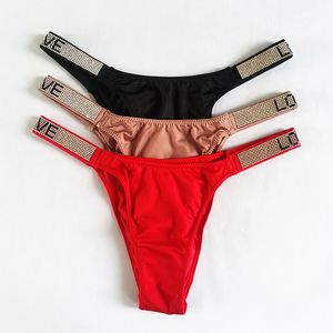 3pcs um conjunto de mulheres tangas sexy strass carta diamantes g-string tanga cintura baixa shorts briefs t-back fitness triângulo calcinha lj229j