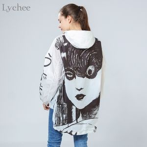 Lychee Primavera Autunno Giacca da donna Comics Anime Cartoon Lunga protezione solare Cappotto a vento resistente all'acqua 201017