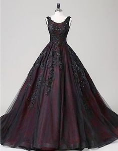 Corset De Robe De Mariée Gothique Blanche achat en gros de 2021 robes de mariée gothique noires et rouges robes de boules de robe à billes de lacette perlée tulle corset dos Princesse non blanche robes de mariée sur mesure
