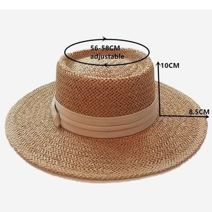 Ladies Handmade Natural Straw Summer Beach Hat for Women Men Panama Cap Fashion Concave Flat Protetion Visor Sun Boat Hats Y200714