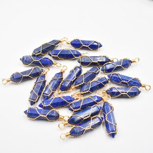 Doğal Taş Lapis Lazuli Ametist Charms Altıgen Şifa Takı Yapımı için REIKI Noktası Kolye