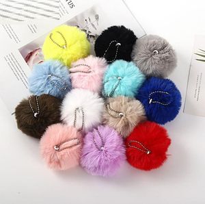 13 farben 8CM Faux Kaninchen Fell Ball Schlüsselanhänger Frauen Mädchen Auto Schule Tasche Schlüssel Ring Nette Kette Pompom schlüssel Kette Schmuck Zubehör