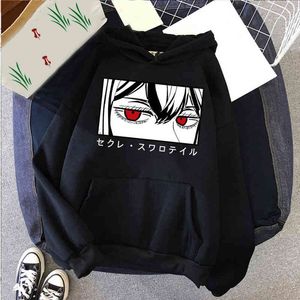 Sıcak Siyah Yonca Gözler Hoodie Anime Manga Gözler Siyah Hoodies Giysileri Tops H1227