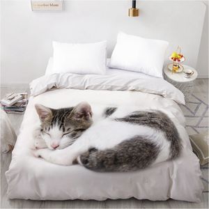 Design Custom Duvet Quilt Comforter Blanket Cover Case Bed Linens Bedding Set Animals Dog Cat Home Textile LJ201015