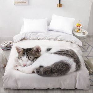 Design Anpassad Duvet Quilt Comforter Blanket Cover Case Sängkläder Sängkläder Set Djur Hundkatt Hem Textil LJ201015