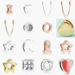 Bayan 925 Ayar Gümüş Charms Fit Pandora Bilezik Stil En Kaliteli Yay Yıldız Boncuk Aşk Kalp Mavi Turkuaz Bayan DIY Boncuk Orijinal Kutusu ile