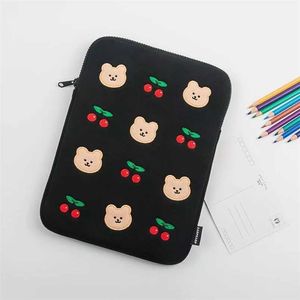 För ärmväska Korea Fashion iPad Pouch Cute Cartoon Ins Bear Tablet Mac iPad Pro 9.7 10.5 11 13in laptop innerpåse 202211