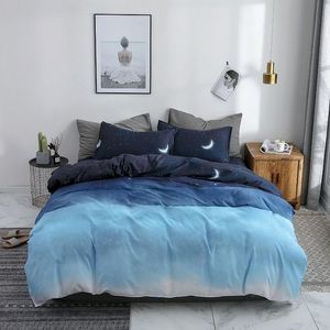 30 Starry Night Sky Bedding Sets Moon and Star Pattern Gradient Color Duvet Cover Set Bed Sheet Pillowcases for Boys Multi Size C0223