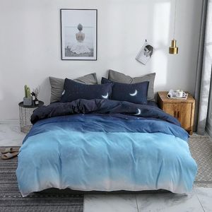 30 Starry Night Sky Pościel Składa Księżyc i Star Wzór Gradient Color Duvet Cover Set Bed Arkusze Poduszki dla chłopców Multi Rozmiar C0223