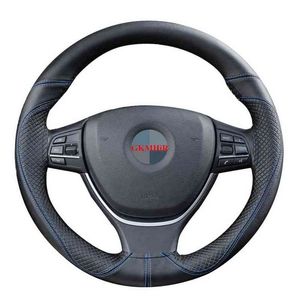 DIY 38cm Steering Wheel Covers Soft 100 Cowhide Leather Antiwear Car Steering Wheel Cover Braid With Needles Wire J220808