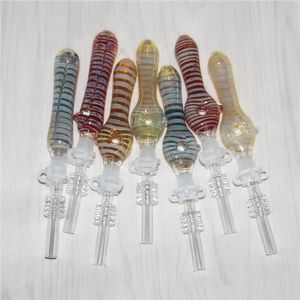 Heady Hookahs Glasnektar mit 10 mm Quarzspitzen, Titan-Nagelspitze, Keck-Clip, Rauchpfeife, Nektar-Set, 2 Stile