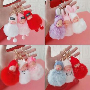 Creative Autumn and Winter Hair Ball Sleeping Dream Doll Keychain Cute Bag Hanging Jewelry