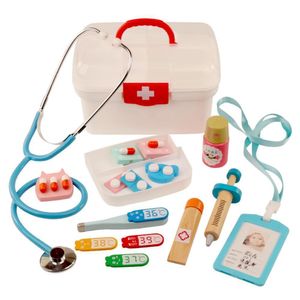 Kinder Pretend Play Doctor Spielzeug Kinder Holz Medizinische Kit Simulation Medizin Brust Set für Kinder Interesse Entwicklung Kits LJ201012