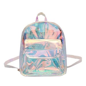 Mini borse da viaggio Zaino laser argento Borsa a tracolla da donna Borse da scuola olografiche in pelle PU per ragazze adolescenti