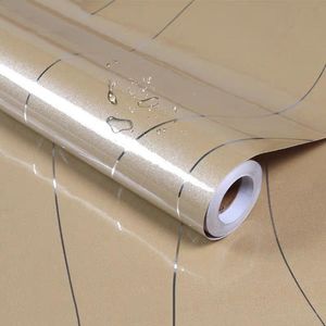 Thick PVC Furniture Cabinet Self adhesive Film Sticker Gold Paint Stripe Wallpaper Silver Line Waterproof Wardrobe Contact Paper 201202