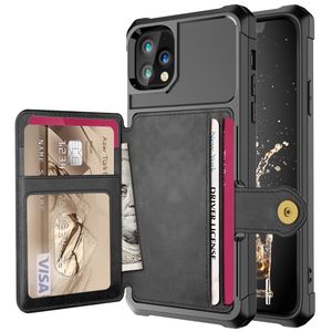 Stoßfeste Kreditkartenfächer aus PU-Leder für iPhone 12 Pro Max 14 13 Mini 11 XS XR X 8 7 Plus