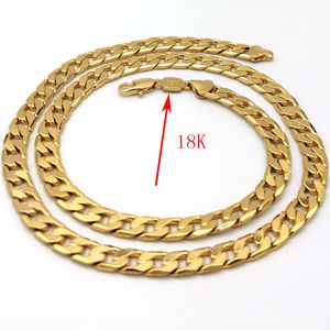 18 K Link Chink China Ожерелье Плоские Кубинские CURB Link Цепи Цепи Желтый Золотой GF 60 * 8 мм Ширина 24 