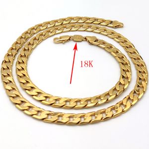 18 k frimärke länk Kina halsband platt kubansk kantkedja kedja gul guld gf 60 * 8 mm bred 24 