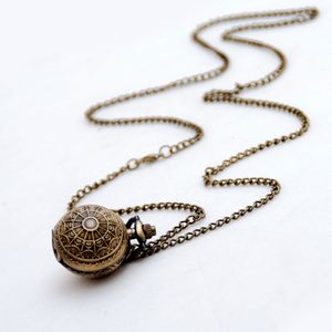 Novo Qixia Ball Bolso Relógio De Quartzo Colar Acessórios Vintage Atacado Coreano Camisola Cadeia De Moda Mesa Alunos Hang Watch