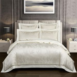 Luxury 100S cotton Jacquard Queen King Bedding Set Bed cover egyptian Cotton Bedsheet Duvet Cover 4/7pcs Bed set parure de lit T200706