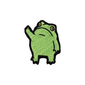 Grüner Frosch Nähen Vorstellungen Stickerei Patches Cartoon Eisen auf Applikation für Kleidung Kinder Shirts Bag Hut Tierabzeichen Custom Patch