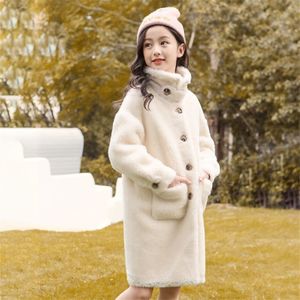 Kids Coat For Girl Autumn Winter 2020 Fashion Teen Girls Faux Mink Cashmere Coat Children Fake Fur Overcoat New Warm Jacket LJ20117