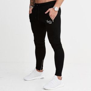 Koşu Pantolon Erkekler Fermuar Spor Skinny Yüksek Bel Sportwear Elastik Spor Erkek Pantolon Joggers Sweatpants Erkek Eşofman