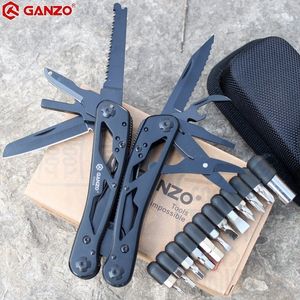 Ganzo Multitools G202B Multi Knife Plier Folding EDC Verktyg Camping Multifunktionell Folding Plier Skruvmejsel Bits Mini Scissors Y200321
