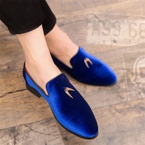 QUAOAR Fashion Party and Wedding Hmade Men Loafers Velvet Shoes Leaves Gold Buckle Dress Shoe 's Flats ST384 220303