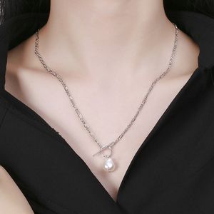 REAL 925 Стерлинговое серебро натуральные нерегулярные пресноводные жемчужные ожерелье женщины, мода женщины ожерелья изысканные украшения шеи цепочка Q0531