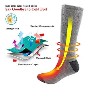 Sports Socks 2021 Upgrade Electric Heated Boot Feet Warmer USB Rechargable Battery Sock Warm Sportswear Accessories1