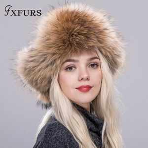 Beanie / Skull Caps 2021 Real Fur Hattar Vinter Kvinnor Raccoon Dog Bomber Russian Ushanka Trapper Snöskidåkning Hat Cap