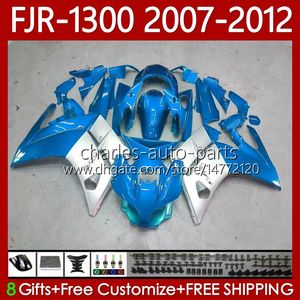 OEM هيئة YAMAHA FJR-1300 FJR 1300 A CC 2007 2009 2009 2011 2012 هيكل السيارة 108NO.64 FJR1300A FJR-1300A 01-12 FJR1300 07 08 09 10 11 12 Moto Fairing Kit Blue Silver