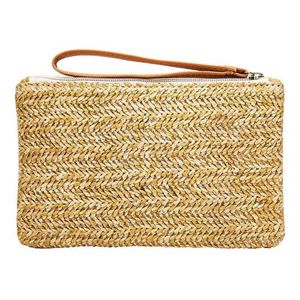 Borsette Mini borsa a mano in paglia intrecciata a mano Borsa a tracolla per tessitura Casual Summer Beach Tasca per telefono cellulare con tasca per le donne