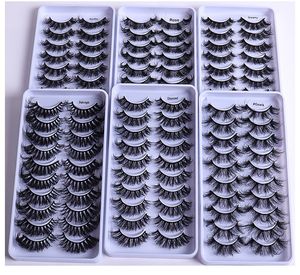 Grosso Longo 3D Mink Falso Cílios Curly CrissCross Reusável Artesanal Falso Cílios Multicamadas Macias Macias Vivid Eyelash Extensões Eyes Maquiagem Acessório DHL