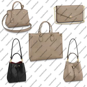 M45494 Desinger real grained cowhide leather ONTHEGO NEONOE MM Women bucket Handbag tote clutch shopping cross-body shoulder bag