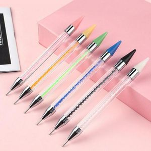 Tamax 1pc Dual-ended Nagel Punktierung Stift Kristall Perlen Griff Strass Nieten Picker Wachs Bleistift Maniküre Glitter Pulver Nagel kunst Werkzeuge2021