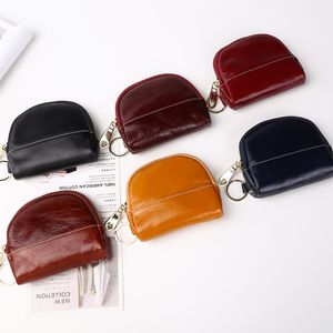 Hot Sale 2020 Women's Fashion Genuine Mini Zip Elegant Clutch Wallet Short Ladies Purse Key Coin Card Bag Oily Leather