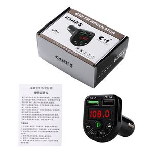 BTE5 E5 FM Transmitter Bluetooth MP3 Audio Player Handsfree Car Kit Speaker 5V 3.1A Wirelss Modulator Dual USB Charger 12-24V General Vehicle Phone Music Card Receiver