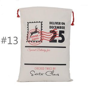Gift Wrap 50pcs/lot Arrival Bag Christmas Red Drawstring Canvas Santa Sack Vintage Stocking Decoration 8 Styles1