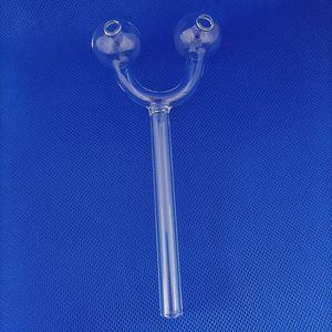 6inch Clear Glass Oil Burner Pipe Transparent Handle Nail Pyrex Tube Smoking Burning Pipe Double Ball For Water Bong