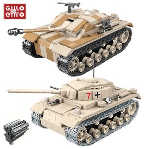 721Pcs Military German Tank Building Blocks Assault III Tank Gun City Bricks WW2 Army Police Soldier Children Toys Gifts 100068 C1114