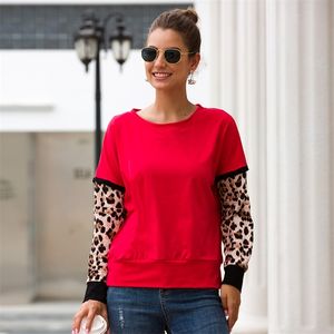 Minboutique Fashion Girl Sweatshirt 캐주얼 레오파드 패치 워크 털이있는 여성 후드 따뜻한 O 넥 여성 두꺼운 탑 201202